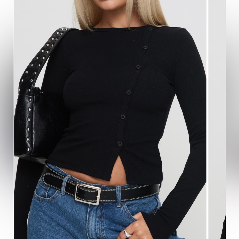 Princess Polly -Passoni Asymmetric cotton cropped cardigan